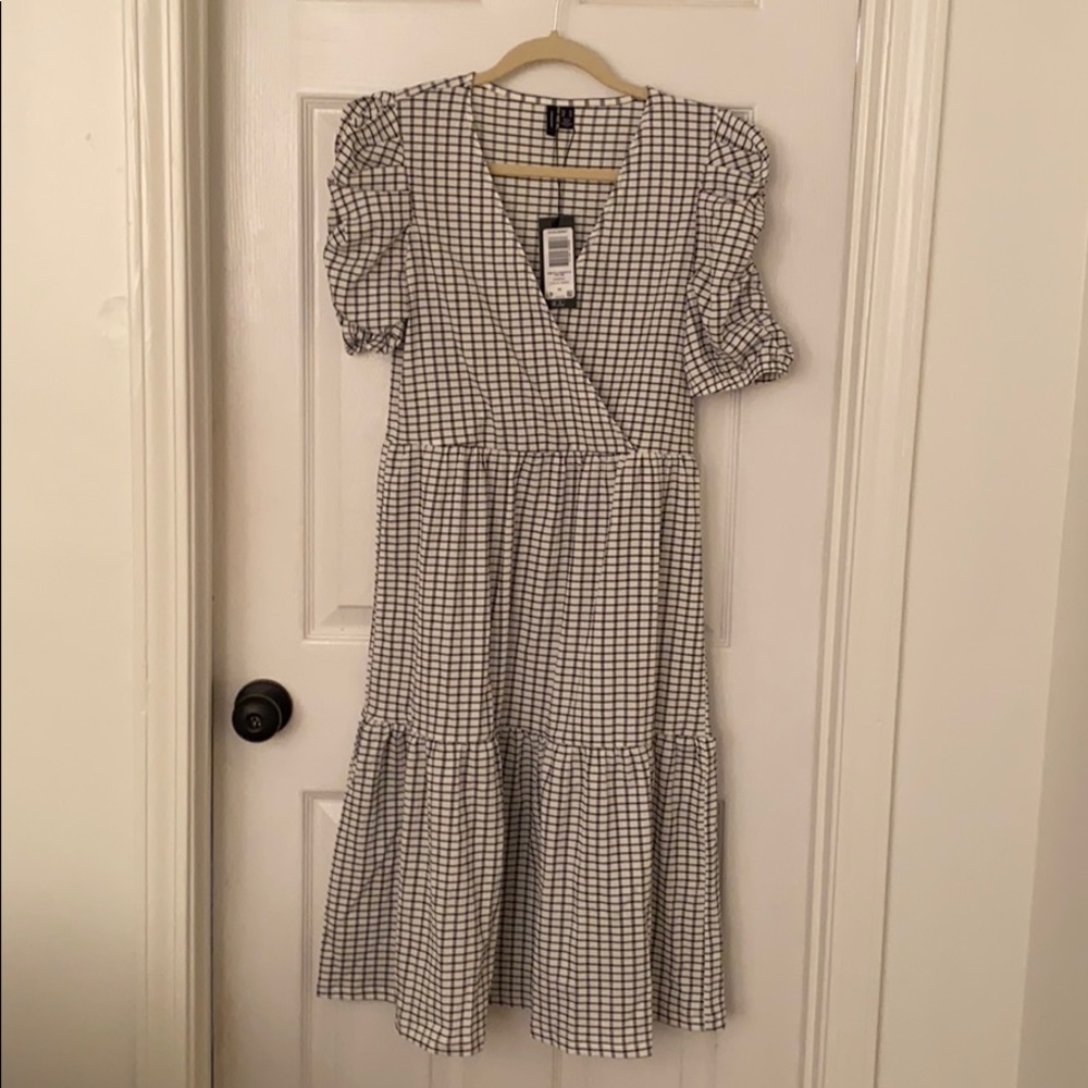 ASOS black and white midi dress
